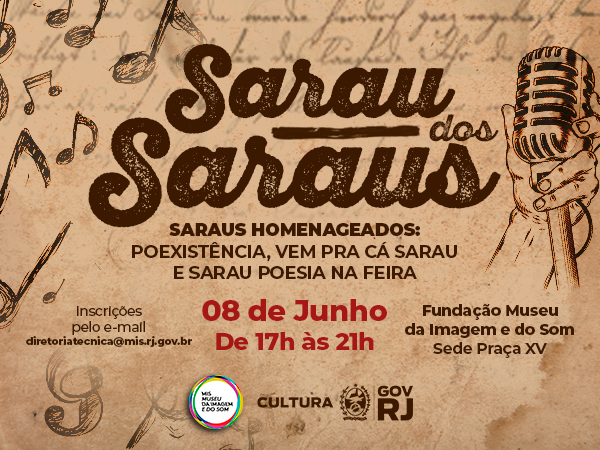 Sarau dos Saraus homenageia importantes encontros poéticos do Rio de Janeiro na Sala Glauber Rocha