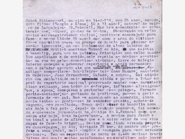 Autobiografia inédita de Jacob do Bandolim é descoberta no acervo do MIS